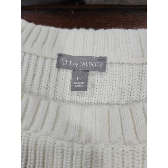 NWOT By Talbots 1X Cotton Blend Striped Sweater Blue White Lime Green Size - Picture 2 of 6